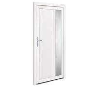 Porta d'ingresso bianca 98 x 200 cm PVC con imbottitura a yropor, durevole, isolante termico e sicuro per case unifamiliari
