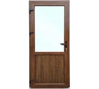 Porta d'ingresso in plastica, 90 x 200 cm, DIN sinistra, porta d'ingresso secondaria con vetri di sicurezza, set completo per porta di negozio, garage, casa, porta d'ingresso con serratura a 4 punti e