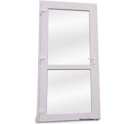 Porta d'ingresso in plastica 90x210 cm DIN sinistra | Porta laterale con vetro di sicurezza | Set completo di porta per cantina per negozio, garage, casa | Porta d'ingresso con serratura a 4 punti e