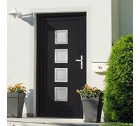 Porta d'ingresso in PVC antracite, 108 x 208 cm, con cerniere 3D regolabili e chiusura a 5 punti per sicurezza e durata, porta d'ingresso resistente alle intemperie