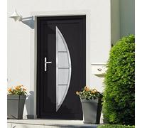 Porta d'ingresso in PVC antracite, 98 x 190 cm, con cerniere regolabili 3D e chiusura a 5 punti per sicurezza e durata