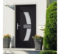 Porta d'ingresso in PVC antracite, 98 x 208 cm, con cerniere 3D regolabili e chiusura a 5 punti per sicurezza e durata, porta d'ingresso resistente alle intemperie