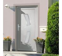 Porta d'ingresso in PVC bianco 108 x 200 cm con cerniere regolabili 3D e chiusura a 5 punti per sicurezza e durata, porta d'ingresso resistente alle intemperie con rinforzo in acciaio