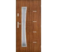 Porta d'ingresso, spessore 72 mm, Saturn 01, in vetro, porta d'ingresso Nano Advance, in legno di quercia dorata, [90] 1002 x 2072 con telaio della porta a destra)