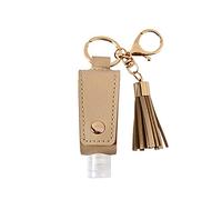 Porta disinfettante per le mani da 30 ml Bottiglia portatile vuota da viaggio in plastica a tenuta stagna con portachiavi in pelle PU con nappa per bottiglie disinfettanti per le mani ' auto