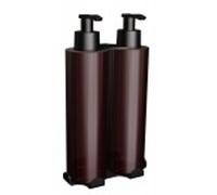 Porta dispenser autoadesivo per sapone liquido e shampoo, nero, 2x300ml