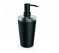 Porta Dispenser da Appoggio LAPIANA Dimensioni 8x9,5xh 18,5 cm in Materiale Ottone e ZAMA e vetro interno finitura verniciato nero opaco made In Italy nero