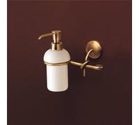 Porta Dispenser da Parete in Ottone Bronzo Satinato con Bicchiere in Ceramica Dimensione 16x10xh 18 cm, Linea RETRO bicchiere in ceramica Bronzo Satinato bronzo