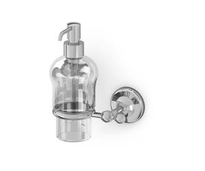 Porta Dispenser Sospeso in ottone Cromato e Vetro British 13x11,5xh15,54 cm Stile Inglese Classico primo Novecento finitura inox lucido inox lucido