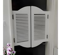 Porta divisoria in legno massello retrò, chiusura automatica, per ingresso di cucina e negozio, porta interna basculante con cerniere (bianco, 111,8 x 71,1 cm)