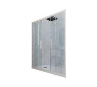 PORTA DOCCIA 2 ANTE SCORREVOLI VETRO TRASPARENTE PROFILO CHAMPAGNE GLAM