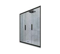 PORTA DOCCIA 2 ANTE SCORREVOLI VETRO TRASPARENTE PROFILO NERO MATT GLAM