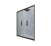 PORTA DOCCIA SCORREVOLE 150 CM VETRO TRASPARENTE NERO MATT MOD. GLAM