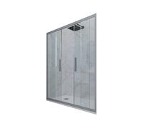 PORTA DOCCIA 2 ANTE SCORREVOLI VETRO TRASPARENTE PROFILO SILVER GLAM