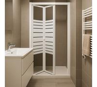 Porta doccia a soffietto book cristallo temprato profilo bianco bianco - : , CONFEZIONE: 1 pz., Misure: 96-100xh190 cm Serigrafato
