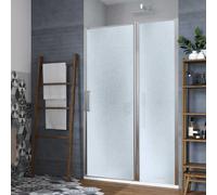 Porta Doccia Battente Anta Modulare Cromo Lucido Cristallo Temprato Stampato 6mm - CONFEZIONE: 1 pz., Misure: 117-119xH195 cm Stampato