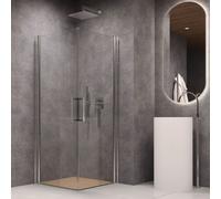 Porta Doccia Battente Briar Cromo Regolabile Cristallo Temperato 6 mm