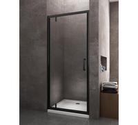 PORTA DOCCIA BATTENTE CON PERNI ROTANTI ASIMMETRICI H 200 8 MM TELAIO NERO OPACO
