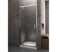 PORTA DOCCIA BATTENTE CON PERNI ROTANTI ASIMMETRICI H 200 8 MM TRASPARENTE CROMO