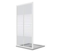 PORTA DOCCIA SCORREVOLE 150 CM VETRO SERIGRAFATO PROFILI ALLUMINIO BIANCO H 185