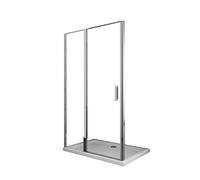 PORTA PER DOCCIA VETRO FISSO IN LINEA + VETRO BATTENTE PER NICCHIA 100 120 140