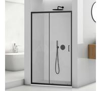 Porta doccia nicchia 140 cm nero opaco con vetro scorrevole Tay