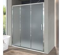 Porta Doccia Per Nicchia 170 Cm, 3 Ante Scorrevoli In Vetro Opaco, Altezza 200 Cm Modello Ted