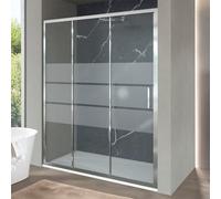 Porta Doccia Per Nicchia 170 Cm, 3 Ante Scorrevoli In Vetro Serigrafato, Altezza 200 Cm Modello Ted
