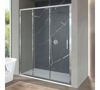 Porta Doccia per Nicchia 170 cm, 3 Ante Scorrevoli In Vetro Trasparente, Altezza 200 Cm Modello Ted