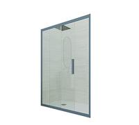 Porta doccia scorrevole 110 CM H 200 Vetro Trasparente Profilo Blu Navy mod. Deco