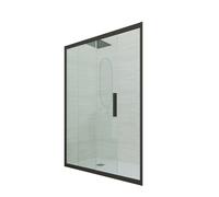 PORTA DOCCIA SCORREVOLE 120 CM VETRO TRASPARENTE NERO MATT MOD. DECO