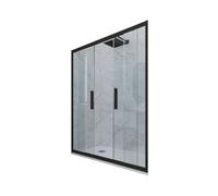 PORTA DOCCIA SCORREVOLE 130 CM VETRO TRASPARENTE NERO MATT MOD. GLAM