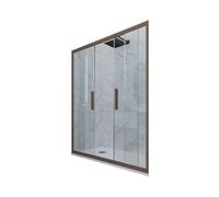 Porta doccia scorrevole 150 CM H 200 Vetro Trasparente Profilo Chocolate mod. Glam