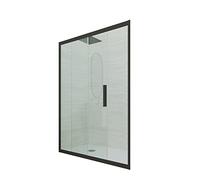 Porta doccia scorrevole 160 CM H 200 Vetro Trasparente Profilo Nero Matt mod. Deco