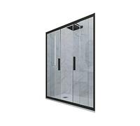 PORTA DOCCIA 2 ANTE SCORREVOLI VETRO TRASPARENTE PROFILO NERO MATT GLAM