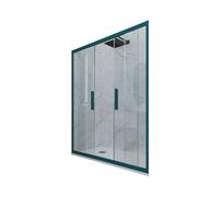 PORTA DOCCIA SCORREVOLE 160 CM VETRO TRASPARENTE VERDE NIGHT WATCH MOD. GLAM