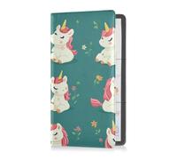 Porta documenti in pelle di alta qualità, per documenti e carte, per documenti e patenti, motivo: unicorni carini