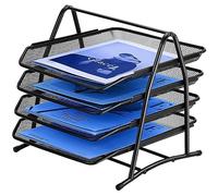 Porta Documenti Ufficio Scrivania, Vassoio Porta Documenti, 4 Livelli A4 Organizer, Portadocumenti Rete Metallica, Organizer Scrivania Ufficio, Vassoi Corrispondenza e Supporti