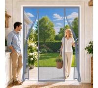 Porta Doppia Zanzariera Magnetica 245x210cm Accesso mani libere per un utilizzo comodo e pratico per accessi generosi al balcone e alla terrazza Grigio