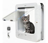 Porta elettronica per gatti, Smart Pet Flap con 2 chiavi per collare e telecomando, blocco a 4 vie, sblocco automatico, adatta a gatti e cani di piccola taglia fino a 11,3 kg, dimensioni di apertura