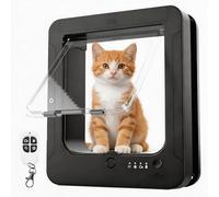 Porta elettronica per gatti, Smart Pet Flap con 2 chiavi per collare e telecomando, blocco a 4 vie, sblocco automatico, adatta a gatti e cani di piccola taglia fino a 11,3 kg, dimensioni di apertura