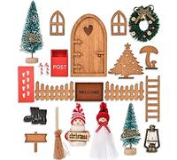 Porta Elfo Natale Kit, 23 Pezzi Porta degli Elfi Natale Accessori, Casa Elfo Natale in Miniatura con Gnomi Porta delle Bastoncino di Zucchero Albero di Natale Recinzione Lampada a Olio Scala Stivali