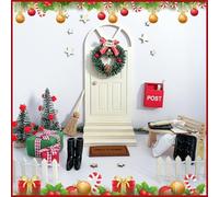 Porta Elfo Natale Kit Porta Gnomo Set, Elfo Natale Accessori per Porte Elfo Set, Decorazioni per Elfi di Natale con Porta degli Elfi Natale Albero di Natale Recinzione Scala Striscia Tappeto