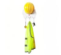 Porta Elmetto Protettivo, Supporto per Casco di Sicurezza da Parete, con Gancio, Targhetta Identificativa, Pannello in PVC Effetto Legno-plastica(31.5cm/12in)