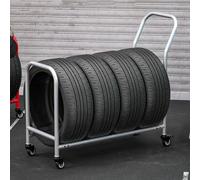 Porta espositori per Pneumatici con Ruote, Supporto per stoccaggio in Metallo Resistente per Negozi di Garage, detiene 4 Pneumatici/Cerchi, Ideale per Le officine di Riparazione