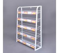 Porta etichette in metallo per supermercato con supporto per palline di gomma e espositore per snack bianco, larghezza 45 cm, espositore stretto per negozio di gomme da masticare