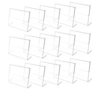 Porta Etichette Trasparente, 15pcs Mini Porta Cartellini in Acrilico 10x8cm, Porta Cartellino del Prezzo, Supporto Espositore a Forma di L, Espositore Tavolo Inclinato, Porta Avvisi da Tavolo