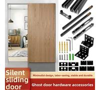 Porta fantasma senza traccia Binario invisibile Telaio in alluminio Hardware scorrevole Buffer bidirezionale Telaio in legno Hardware per porta scorrevole Giardino domestico