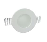 PORTA FARETTO FISSO IN GESSO DA INCASSO PER LAMPADE GU10 A LED TONDO CON VETRO