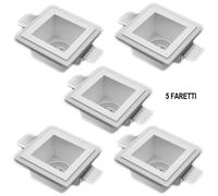 PORTA FARETTO IN GESSO QUADRATO FARETTO BIANCO INCASSO VERNICIABILE ATTACCO GU10 [EEK: A+++]